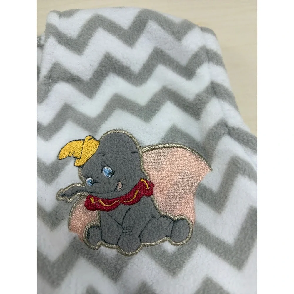 Disney Baby Dumbo Fleece Sleep Sack Gray White Chevron Wearable Blanket 6-12M